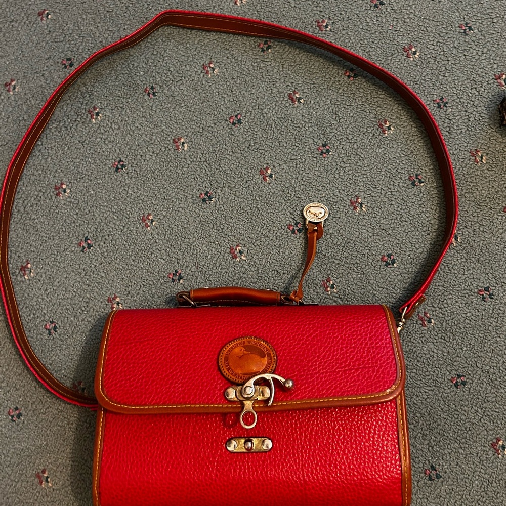 Dooney & Bourke Red Crossbody Bag with Tan Accents